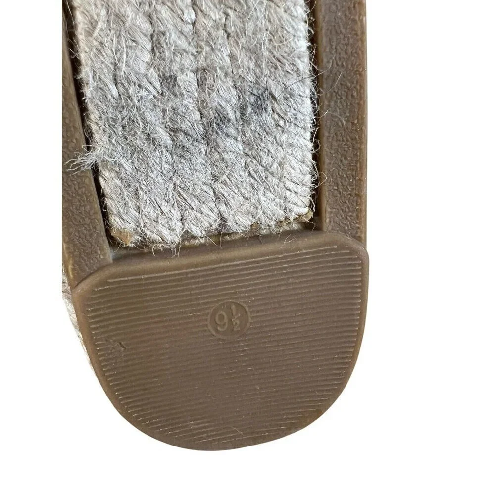 Tory Burch Beige Blue Striped Fabric‎ Espadrille Flat Slip-On Shoes 9.5 Designer